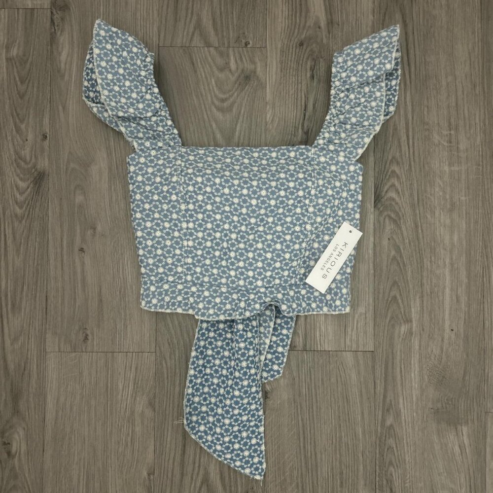 Blue floral tie front crop top #croptop